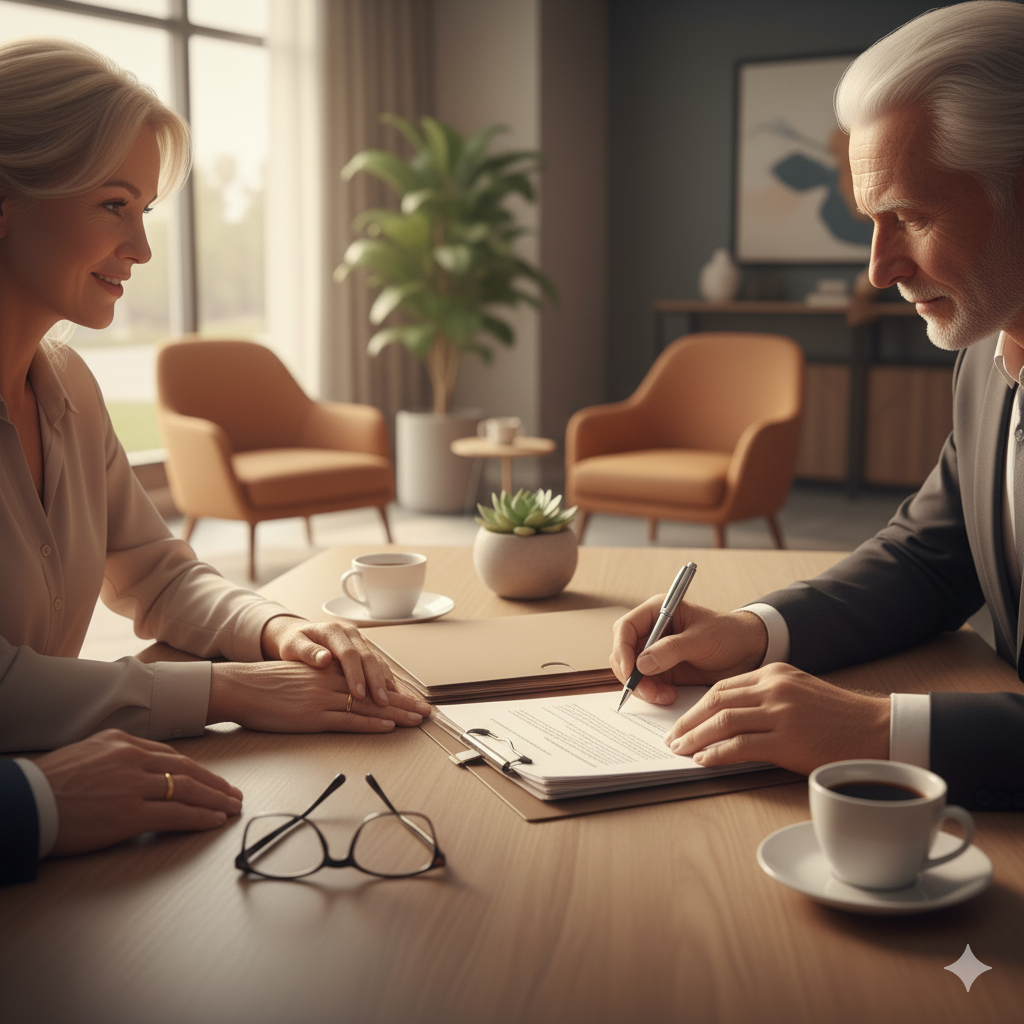 Signature de documents avec accompagnement bienveillant